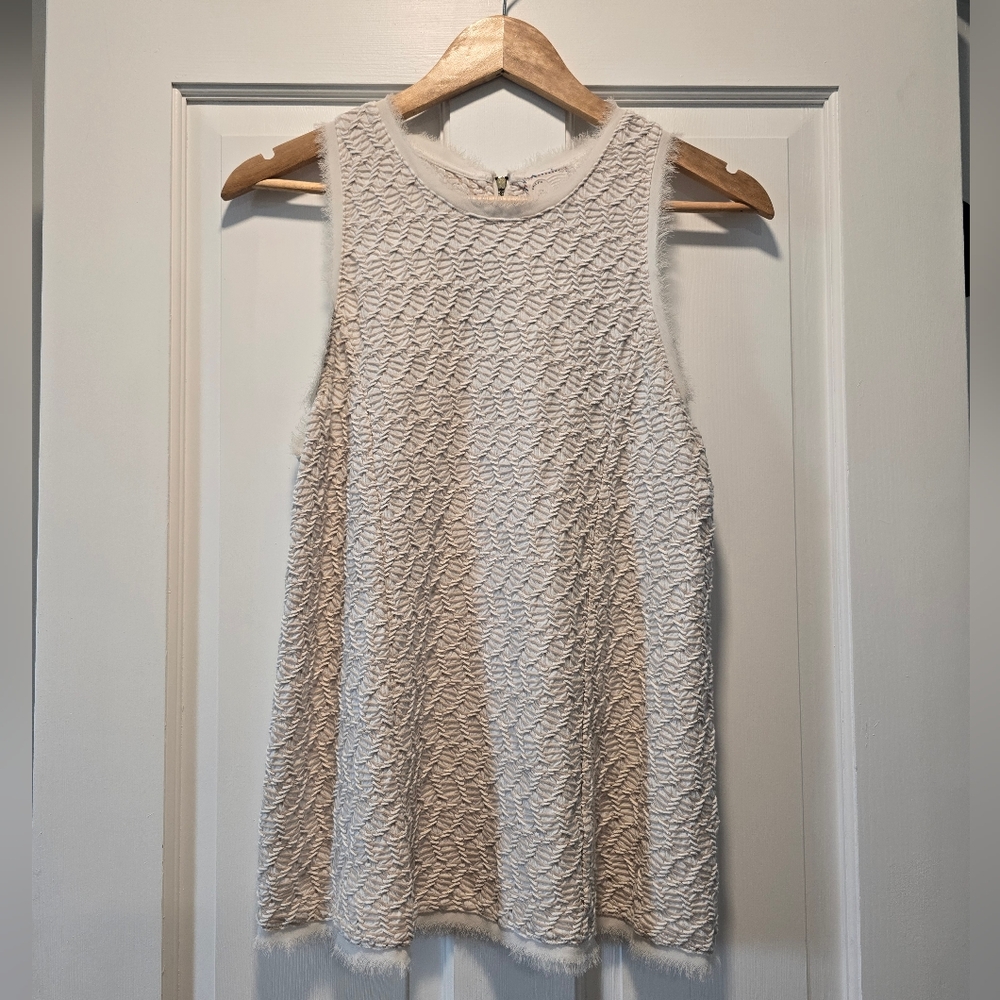 Anthropologie Top Postal Cream Textured Swing Top, Size Medium